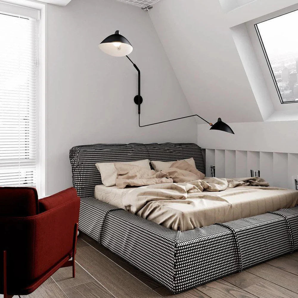 Designerska lampa ścienna z podwójnym ramieniem – regulowana lampa kinkietowa do salonu, biura lub sypialni