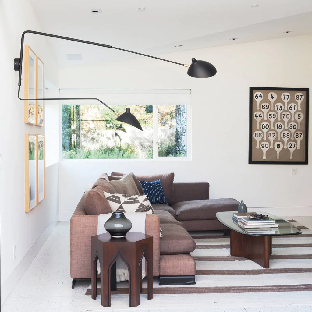 Designerska lampa ścienna z podwójnym ramieniem – regulowana lampa kinkietowa do salonu, biura lub sypialni