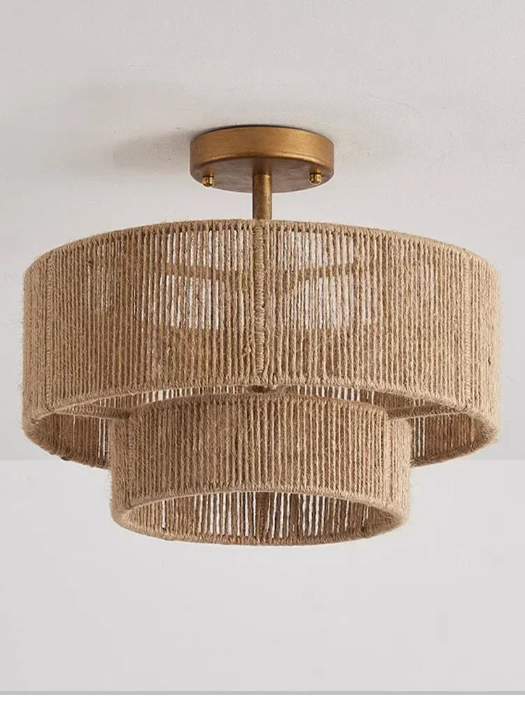 Lampa sufitowa boho z naturalnym sznurkiem