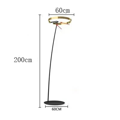 Nowoczesna lampa podłogowa LED z okrągłym kloszem w formie pierścienia