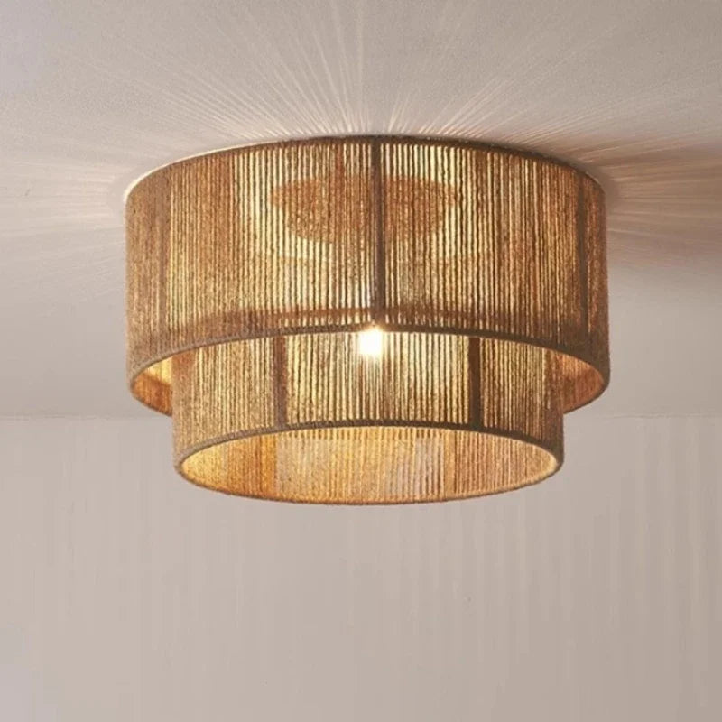 Lampa sufitowa boho z naturalnym sznurkiem