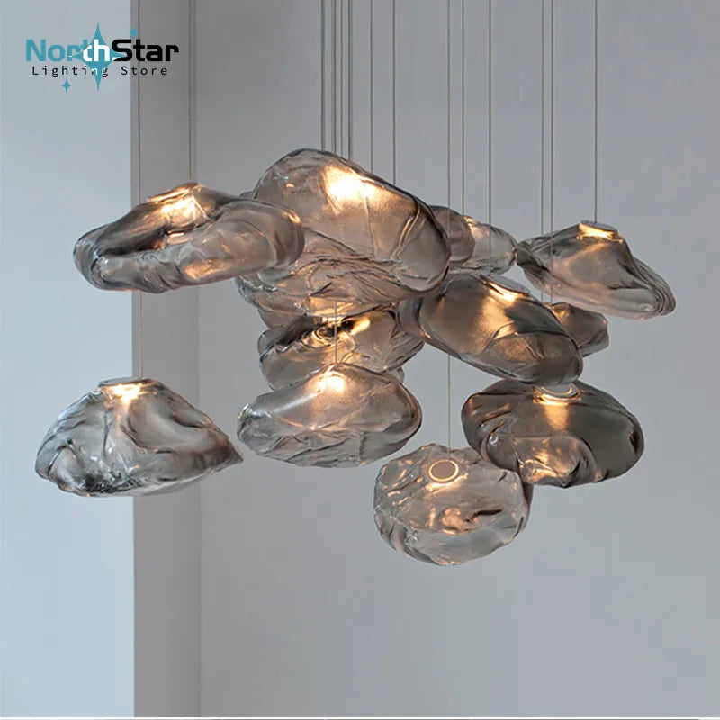 Designerski Żyrandol Artystyczny Lampy Sufitowe – Szklane Chmury