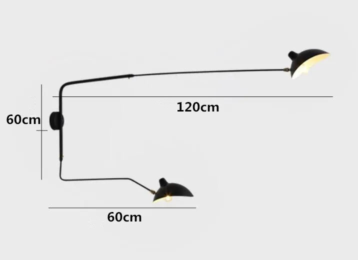 Designerska lampa ścienna z podwójnym ramieniem – regulowana lampa kinkietowa do salonu, biura lub sypialni