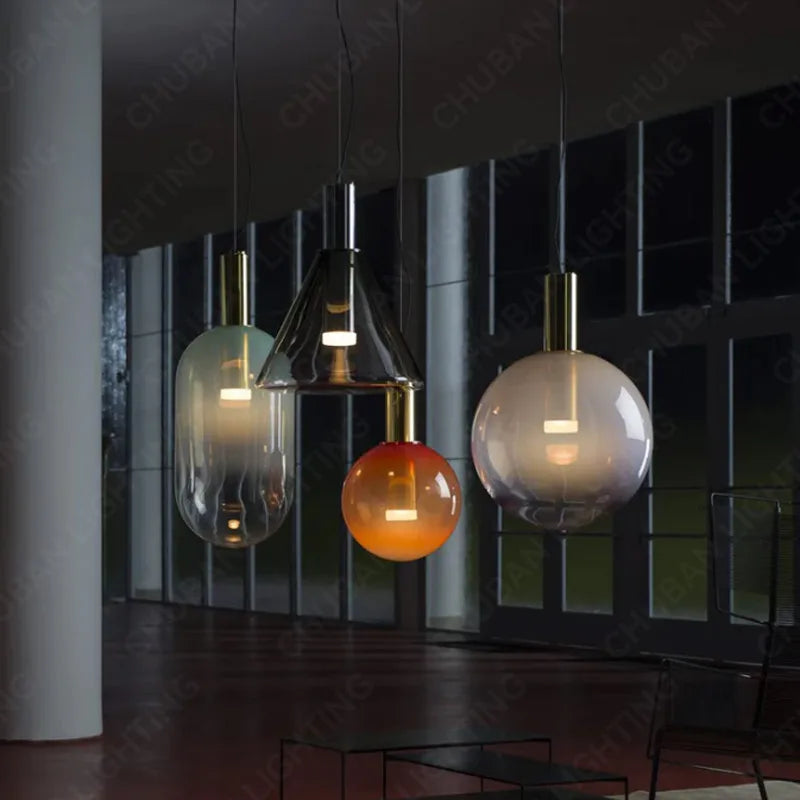 Designerska Lampa Wisząca LED – Nowoczesne Formy ze Szkła