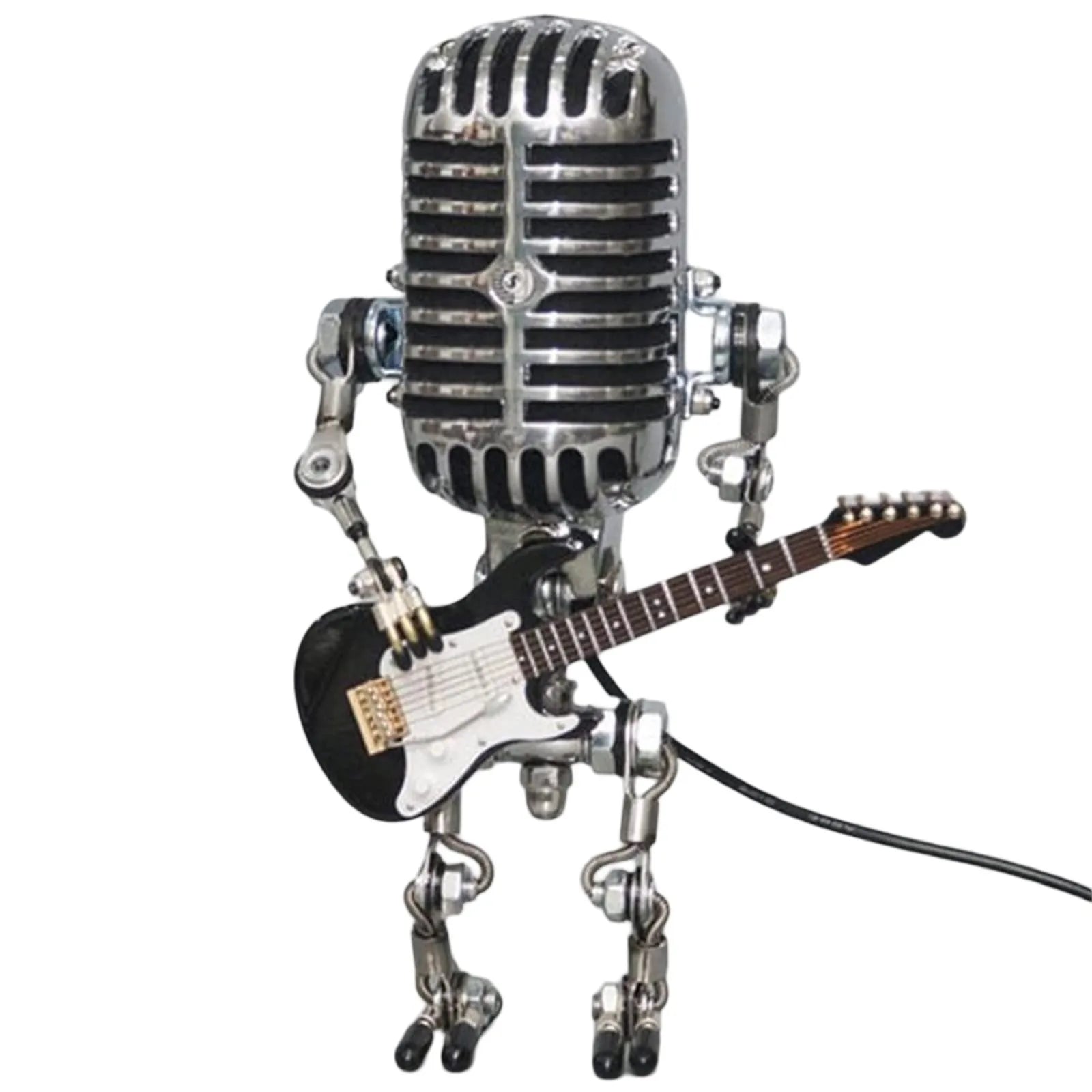 Lampa retro mikrofon z gitarą – dekoracyjna lampka LED w stylu robota muzyka