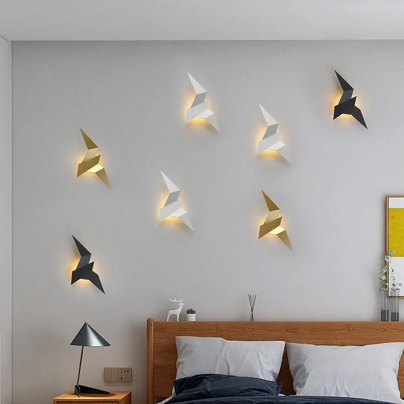 Nowoczesna lampa ścienna LED origami ptak – kinkiet dekoracyjny