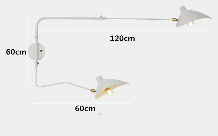 Designerska lampa ścienna z podwójnym ramieniem – regulowana lampa kinkietowa do salonu, biura lub sypialni