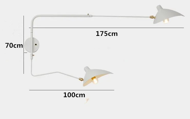 Designerska lampa ścienna z podwójnym ramieniem – regulowana lampa kinkietowa do salonu, biura lub sypialni