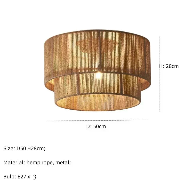 Lampa sufitowa boho z naturalnym sznurkiem