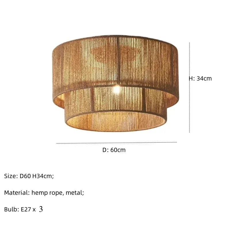 Lampa sufitowa boho z naturalnym sznurkiem