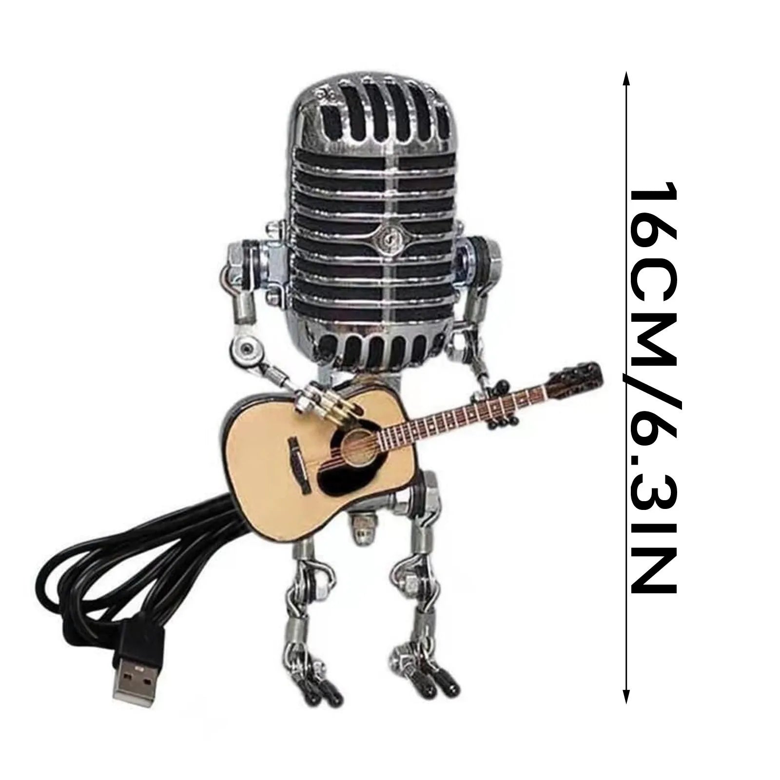 Lampa retro mikrofon z gitarą – dekoracyjna lampka LED w stylu robota muzyka