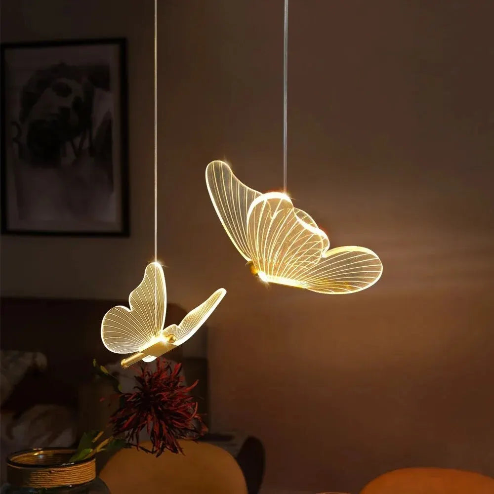 Lampa wisząca LED w kształcie motyla – designerskie oświetlenie do sypialni i salonu