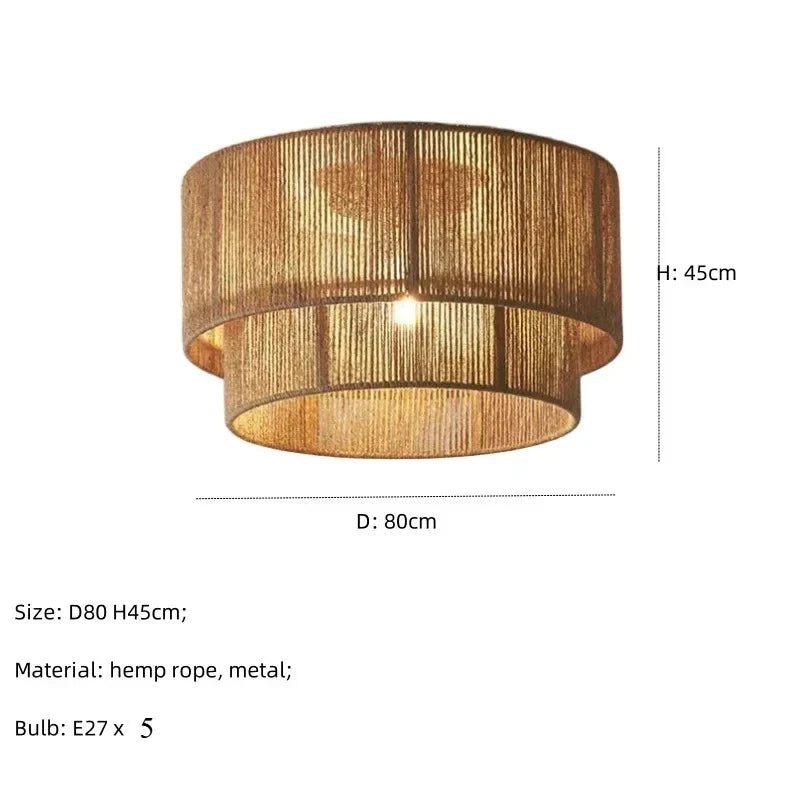 Lampa sufitowa boho z naturalnym sznurkiem