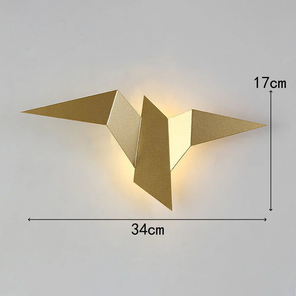 Nowoczesna lampa ścienna LED origami ptak – kinkiet dekoracyjny