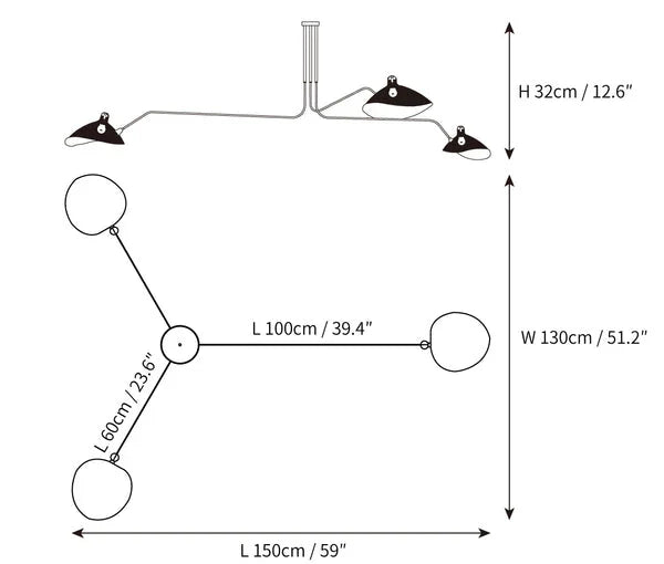 Czarna lampa sufitowa z obrotowymi ramionami – nowoczesny design