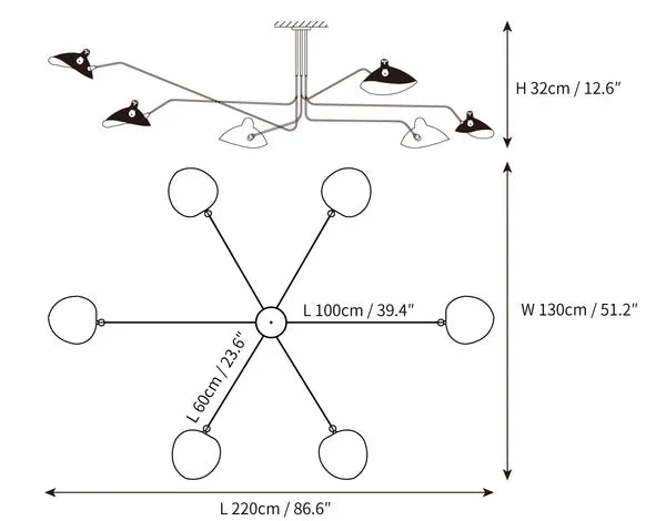Czarna lampa sufitowa z obrotowymi ramionami – nowoczesny design