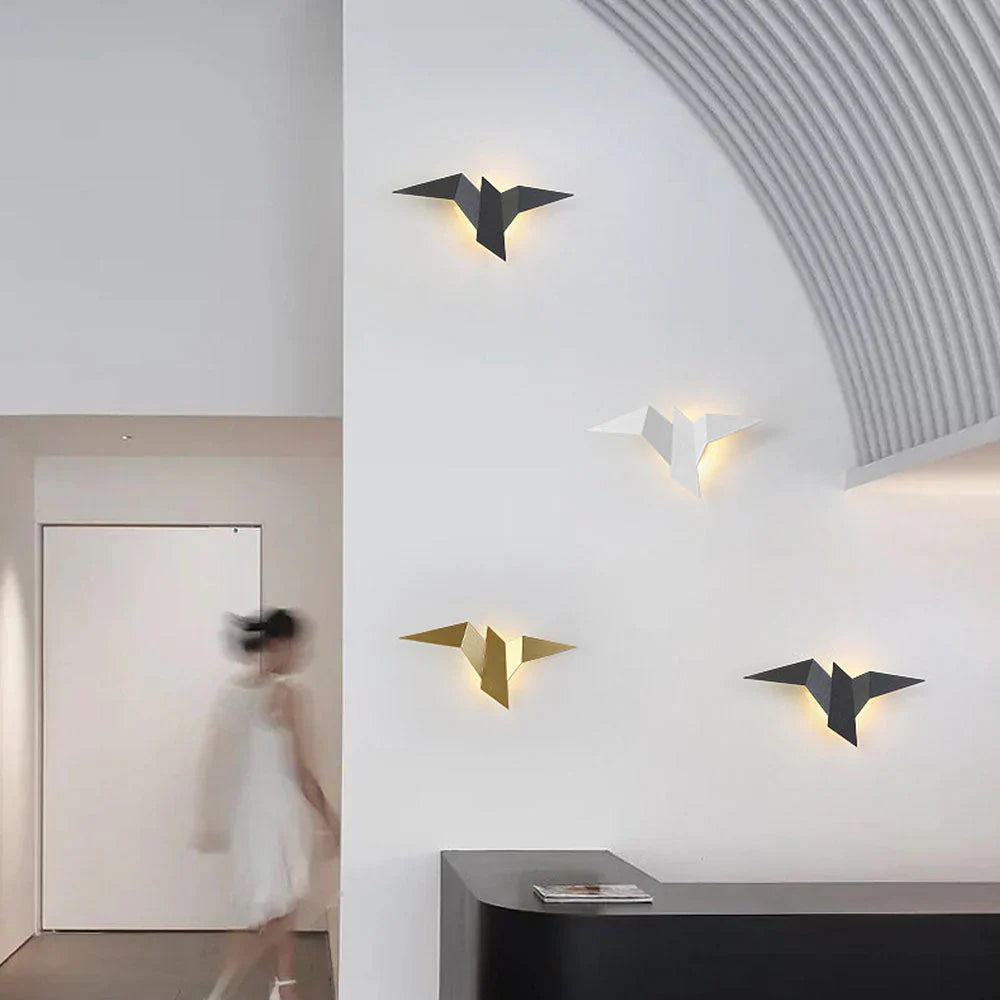 Nowoczesna lampa ścienna LED origami ptak – kinkiet dekoracyjny