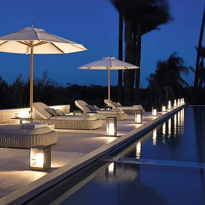 Nowoczesna Lampa Ogrodowa LED w Geometrycznej Ramie