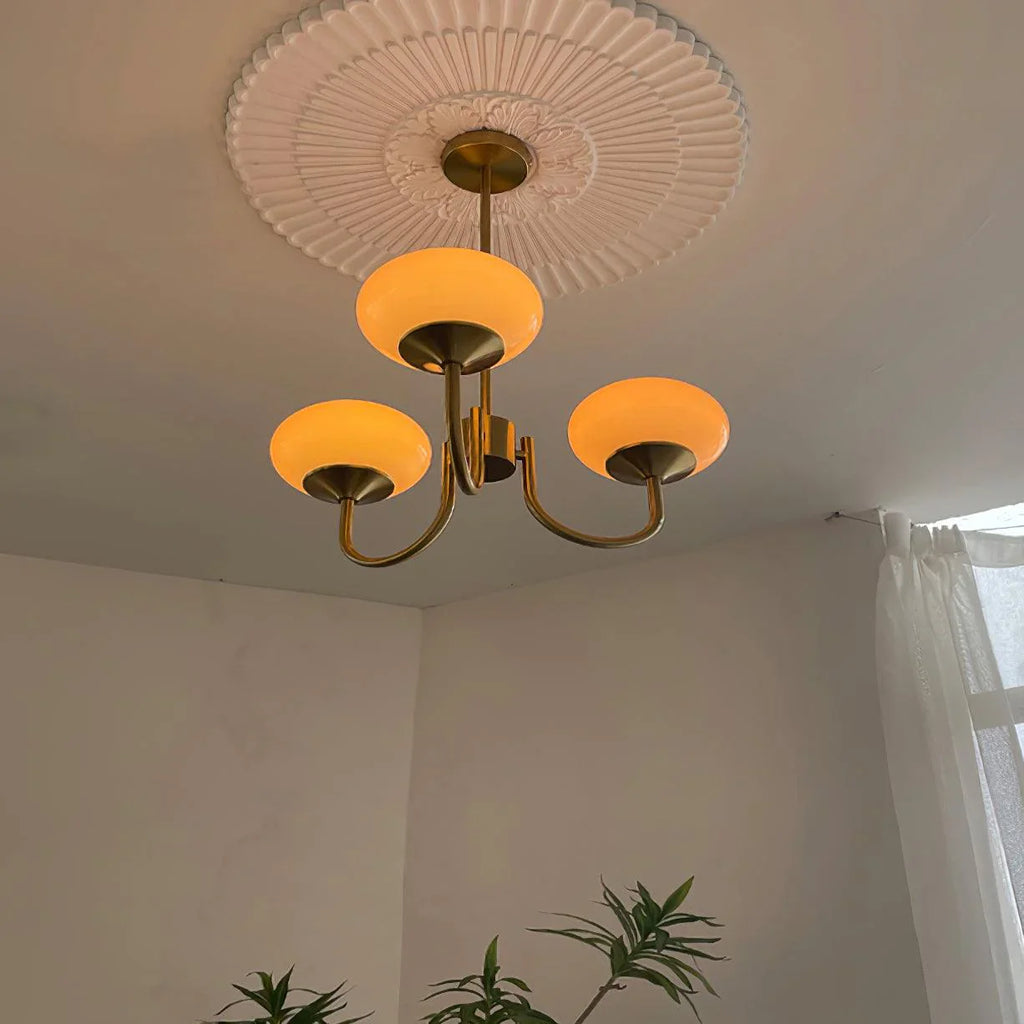 Lampa wisząca żyrandol w stylu retro glamour z kulistymi kloszami