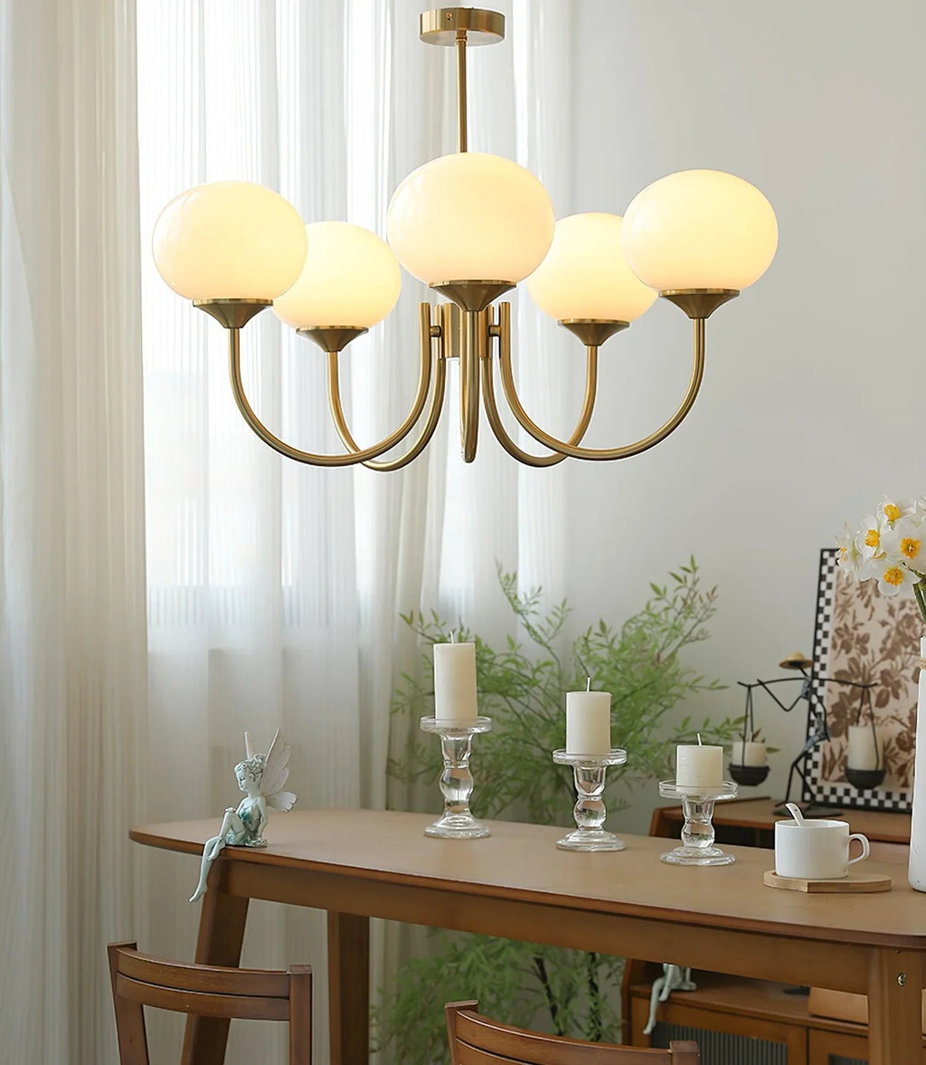 Lampa wisząca żyrandol w stylu retro glamour z kulistymi kloszami