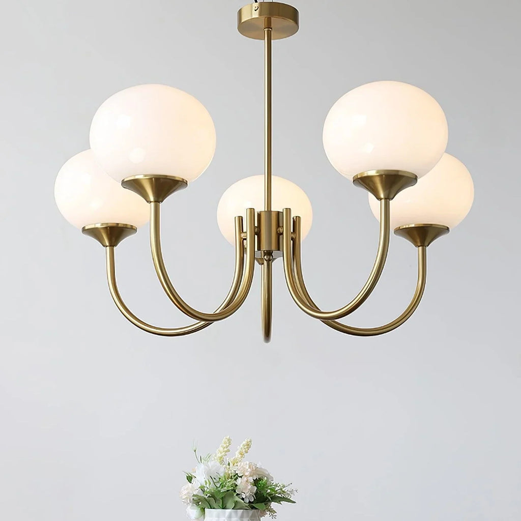 Lampa wisząca żyrandol w stylu retro glamour z kulistymi kloszami