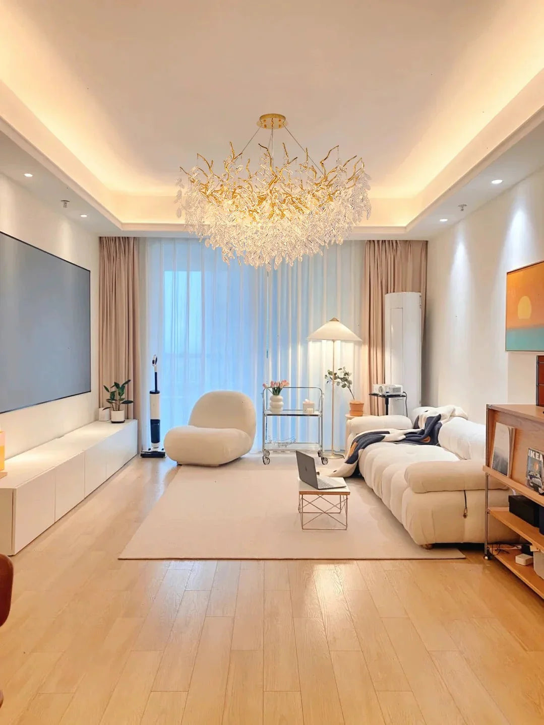 Ekskluzywny żyrandol z kryształowymi liśćmi – efekt gałęzi, nowoczesna elegancja