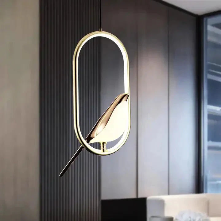 Luksusowa Lampa Wisząca ze złotym Ptakiem